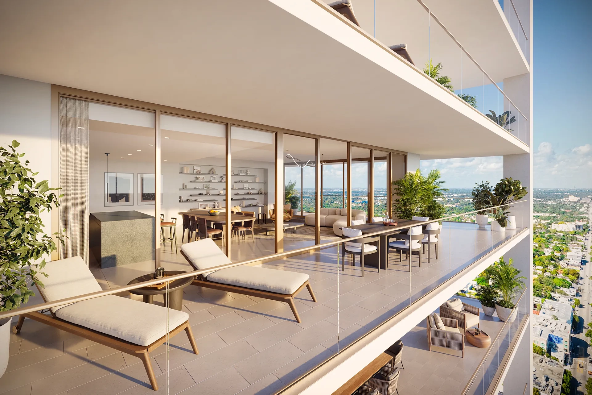 <h3>Indoor-Outdoor Harmony</h3>
<p>Continuous balconies allow for a flow from indoors to out from nearly every living space.</p>