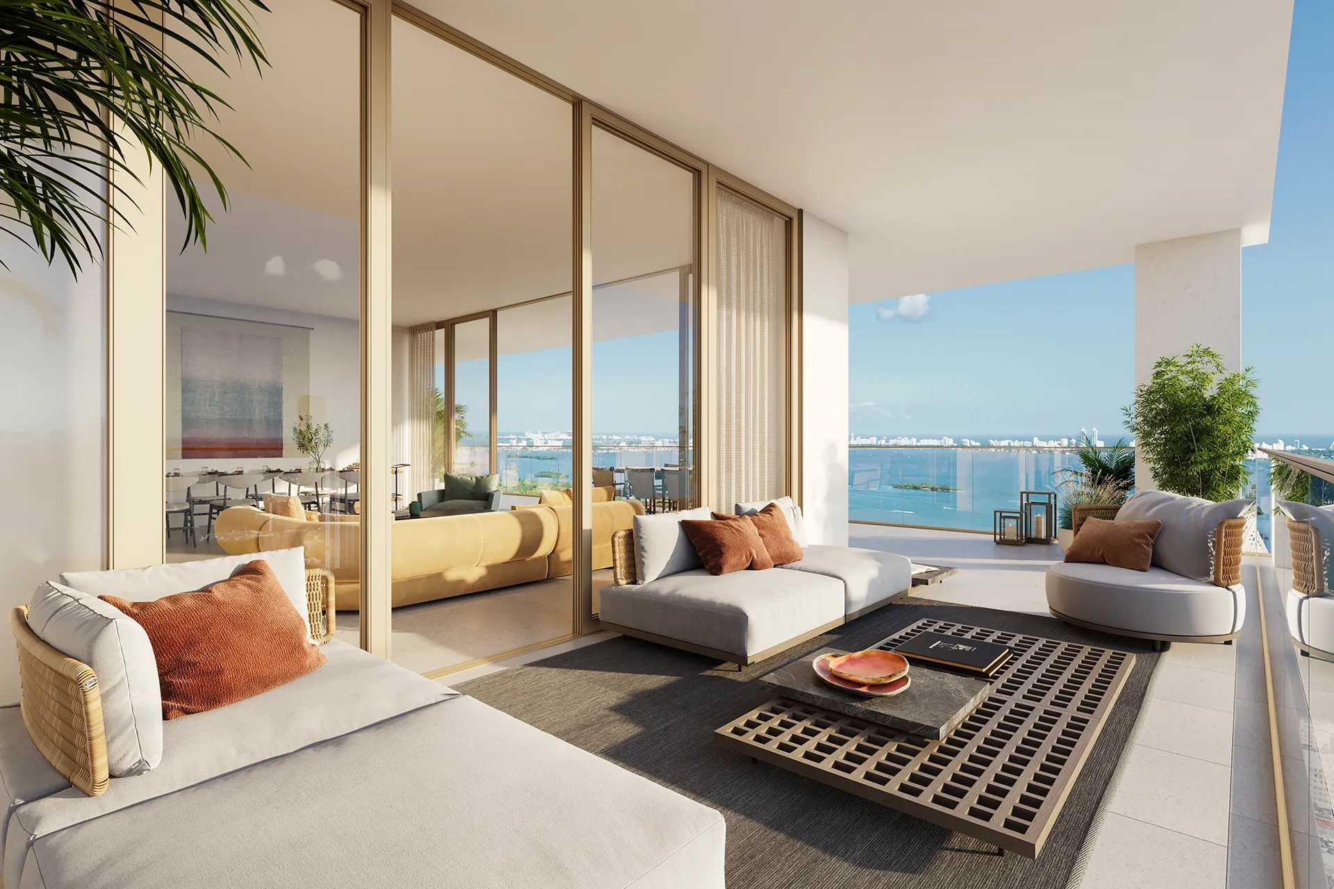 <h3>Turn a Corner </h3>
<p>Select units have 180° immersive views of the glittering bay and the Miami skyline. </p>