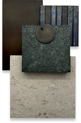 <h3>Kitchen</h3>
<p>Green Diabaz granite countertop, Ceasarstone Raven quartz, Yohen Border dark blue mix ceramic tile and Gessi gunmetal Rich Rovere Manhattan finish Italian wood</p>